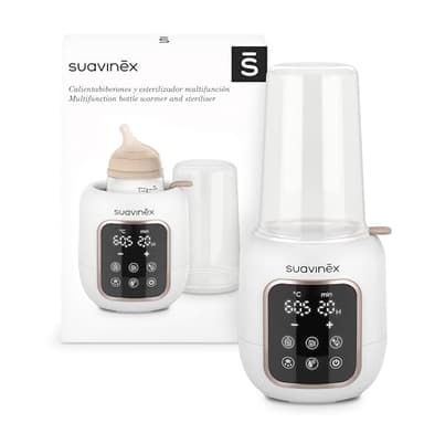 Suavinex, Calientabiberones y Esterilizador 2 en 1, Esteriliza Biberones y Chupetes, Calienta y Descongela Biberones, Leche Materna y Potitos, con Modo Rápido y Apagado Automático, Fácil de Usar