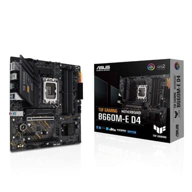 ASUS TUF GAMING B660M-E D4 - Placa base mATX Intel B660 LGA 1700 (VRM de 10 fases, PCIe 4.0, dos M.2 PCIe 4.0, Realtek 2.5Gb Ethernet, DP, HDMI, USB 3.2 Gen. 2 de tipo C frontal, Aura Sync)