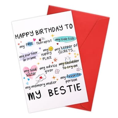 XIHIRCD Tarjeta Cumpleaños Divertida para Mejor Amiga con Sobre, Tarjeta de Feliz Cumpleaños Tarjeta Cumpleaños Mejor Amiga Regalo Cumpleaños Mejor Amiga para Mujeres Hermanas Sobrinas Amigas