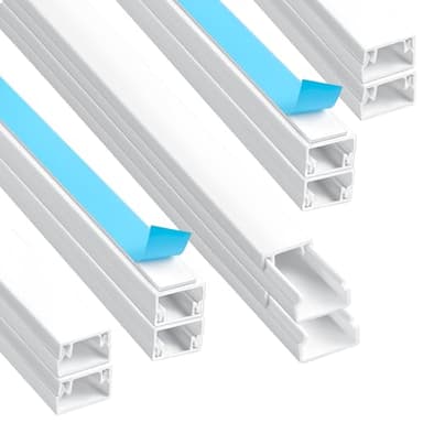 AiQInu Canaletas para Cableado (0.4m*12mm*7mm), Cubierta para Cables de TV en Paredes,Autoadhesivas, Pequeñas, Blancas, Montaje en la Pared para el conducto de Cable de la gerencia (10 Piezas)