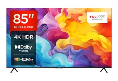 TCL 85V6B 85" 4K Ultra HD, HDR TV, Smart TV Powered by Google TV (Dolby Audio, Motion Clarity, Control por Voz, Compatible con Google Assistant, Chromecast Integrado)