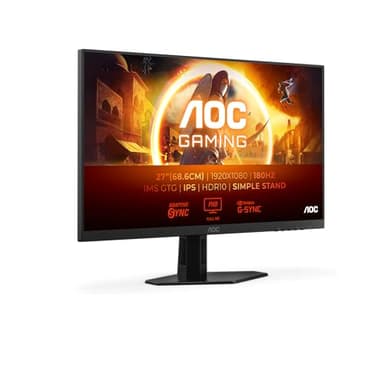 AOC Gaming 27G4XED - Monitor Full HD de 27 Pulgadas, 180 Hz, 1 ms, FreeSync Prem., G-Sync Comp., HDR10 (1920x1080, 2X HDMI 2.0, 1x DisplayPort 1.4) Negro/Gris