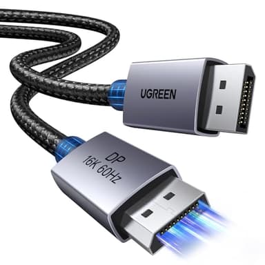 UGREEN Cable DisplayPort 2.1 16K 60Hz 8K 120Hz 4K 240Hz 2K 360Hz HDR HDCP 80Gbps Compatible con PC Monitor Pantallas de Juego, 2M