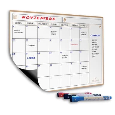 PREVIS Calendario Magnetico Nevera A4 Pizarra Magnetica para Nevera Planificador Mensual con Rotuladores Premium - Calendario Iman Organizador 2024 Mensual, Semanal, Familia, Eventos, Citas