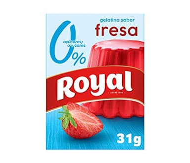 Royal Gelatina Sabor Fresa 0%, Preparado en Polvo Sin Azúcar, Pack 31 g