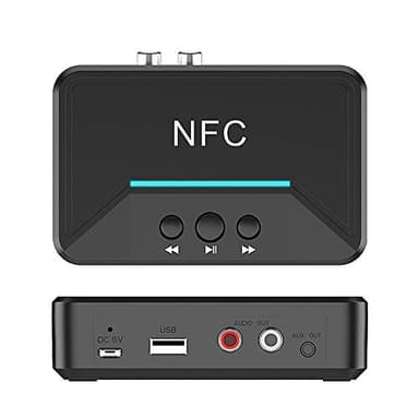 Yunobi NFC - Receptor Bluetooth 5.0 HIFI estéreo de música adaptador inalámbrico AUX de 3.5 mm Jack Suppot USB Play para altavoz de coche y auriculares