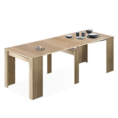 Habitdesign, Mesa de Comedor, Consola, Mesa Extensible, Mesa para Salon recibidor o Cocina, Acabado en Roble Canadian, Medidas: 50-235 cm (Largo) x 90 cm (Ancho) x 78 cm (Alto)