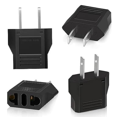 Clomnpe 4 Piezas Adaptador Enchufe Europeo a Americano, Adaptador Enchufe Americano, Diseño Compacto, Tipo C/E/F/L/N a Tipo A para Viajeros Internacionales Que Visitan USA/Japón/México/Canadá-Negro