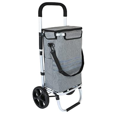Ribelli Carro de la Compra con Compartimento frigorífico, Carro de la Compra Plegable hasta 45 kg, Marco de Aluminio, Bolsillos Laterales, Bolsa extraíble como Bolsa de Transporte,