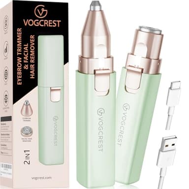 Removedor de vello facial y cejas para mujeres: Afeitadora eléctrica 2 en 1 para el rostro y recortadora de cejas - Removedor de vello facial y corporal recargable para mujeres con luz LED