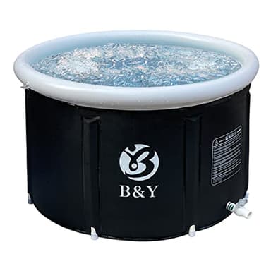 Bañera de hielo, Bañera de inmersión en agua fría para la recuperación de atletas, Barril de hielo de múltiples capas (Negro, ∅89x55cm)