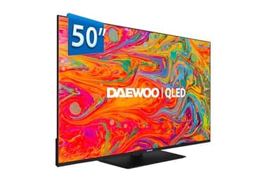 Daewoo 50DM65QV - QLED Smart TV 50 Pulgadas 4K HDR, Dolby Vision & Dolby Atmos, Compatible con Alexa, Peana Central, Diseño sin Marcos