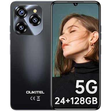 OUKITEL C50 5G [2024] Telefonos moviles Libres - Android 14 Smartphone, 24GB +128GB/1TB, 6.8" HD+90Hz, Teléfono Móvil 5150mAh, Cámara 50MP, Moviles 5G Dual SIM/OTG/GPS/Face ID/Huella Dactilar - Negro