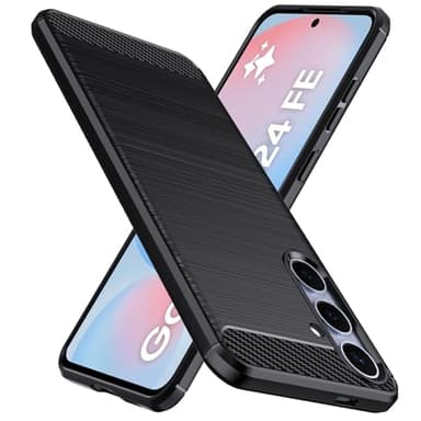 Natbok Funda para Samsung Galaxy S24 FE,TPU Suave + Fibra de Carbono Flexible Carcasa,Grado Militar a Prueba de Golpes,Anti-Raspaduras,Antideslizante Funda para Samsung S24 FE,Negro