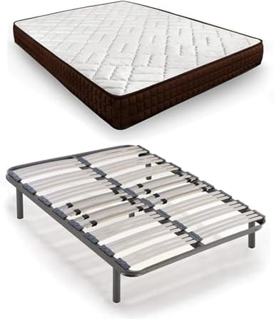 HOGAR24 ES - Cama Completa con Somier Multiláminas de Regulación Lumbar y Colchón Dream Flex Transpirable - Medida: 150x200 cm