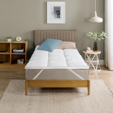 Zinus Cubrecolchón de Bambú 90x190 cm - Funda Acolchada Pillowtop de 5 cm - Funda de Colchón Lavable a Máquina – Hipoalergénica, Transpirable y Suave - Para Mayor Comodidad y Descanso de Calidad