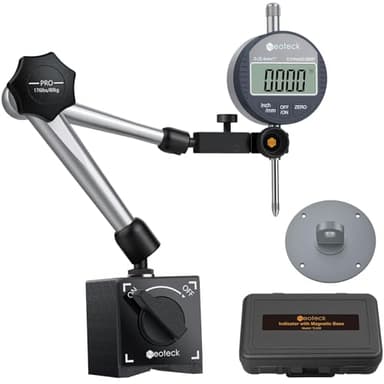 Neoteck Comparador Digital 0-25,4 mm con Base Magnética Indicador de Dial Digital DTI 0,01/0,0005 '' Pulgadas/Unidad Métrica Apagado Automático con Soporte Flexible para Dial Digital ON/OFF