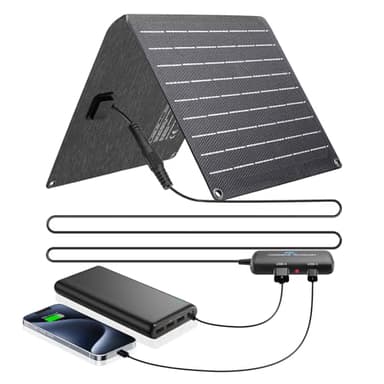 Ecosonique 10/20/30W Cargador Solar ETFE IP67, 2 Puertos USB A/USB C (5V/2A) con HUB de Alimentación Extraíble Panele Solare USB Ultraligero, Placa Solar Portátil para TeléFono, Viajes, Camping
