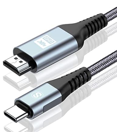 Cable USB C a HDMI 4K, 2M,Nylon trenzado USB Tipo C a HDMI [Compatible con Thunderbolt 4/3] para Serie i phone 16 15, MacBook Pro/Air, iPad Pro, iMac, Galaxy S24/S23/S22/S21, Surface, XPS 15, etc.