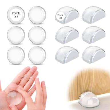 12 Topes para Puertas de Suelo Adhesivos Transparentes, Lavables y Reutilizables, Protector Pared, Door Stopper – Topes Puertas Suelo, Tope Puerta Adhesivo