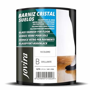 JOVIRA PINTURAS BARNIZ CRISTAL SUELOS, Poliuretano al Agua, para el cuidado y la decoración de madera (750 Mililitros)