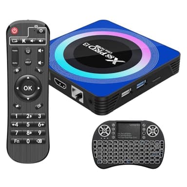 Android 13.0 TV Box, Android Box 4GB RAM 64GB ROM Quad-Core con Mini Teclado Inalámbrico, 2.4/5.0GHz Wi-Fi de Doble Banda BT 5.0 10/100M Ethernet HDMI 8K Android TV Box