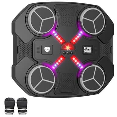 Máquina de Boxeo Musical, Music Boxing Machine Bluetooth Recargable Montada en la Pared con 3 Niveles de Velocidad, Guantes, Luces Geniales, Almohadillas de Boxeo, Regalo para Niños y Niñas (Negro)