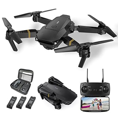 Drones con Camara 1080P Adultos, Dron para Adultos/Niños 1080P Quadcopter RC Drones Plegable, Vídeo en directo con drones FPV, Aterriza con Un Clic, 3D Flip. Regalos para Niñas/Niños, 3 Baterías