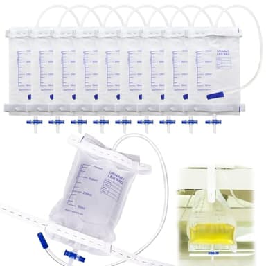 Luriseminger 10pcs Bolsa de Orina de 750ml, Bolsas de Drenaje Orina con Película Antirreflujo, Bolsa de Recogida de Orina Bolsa de Drenaje con Válvula, Drenaje y Correas de Tela