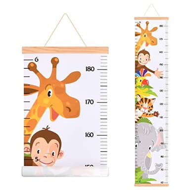 Medidor de Altura para Niños, Medidor Altura Niños Pared Montado en la Pared, Tablas de Altura para Niños Patrón de Animales de Dibujos Animados, Decoracion Habitacion Bebe para Niños y Niñas