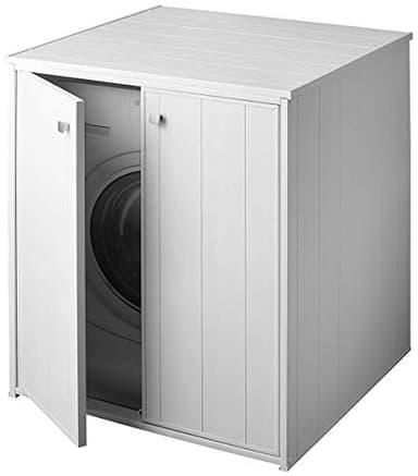 Negrari Mueble para Lavadora XXL AM5013P de PVC, Universal, Resistente a la Humedad, Puertas con Cierre magnético, Kit de Montaje Completo, Color Blanco