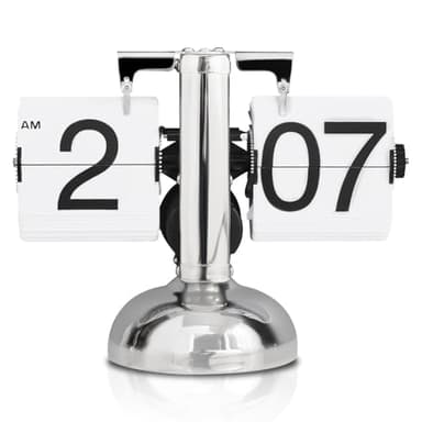 HERCHR Flip Clock, Retro Digital Flip Down Clock Auto Flip Clock Reloj de sobremesa Blanco Flip Desk Clock Reloj de sobremesa Digital Mecánico Retro Flip Dоwn Clock