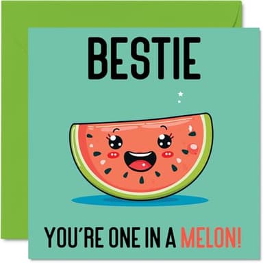 Tarjetas de cumpleaños para mejor amiga en un melón – Divertida tarjeta de feliz cumpleaños para mejor amigo de amigos, regalos de mejor amigo, tarjetas de felicitación de broma de 145 mm para mujeres
