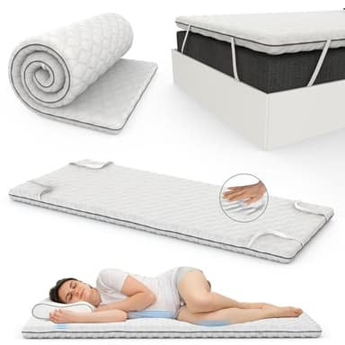 TEHORNEO Topper Viscoelastico, Topper 90x190 y 4 cm Grosor, Sobrecolchon, Topper Colchon, Mattress Topper, Topper Viscoelastico 90x190, Sobrecolchon 90x190, Topper, Topper Firmeza Alta, sobre Colchon