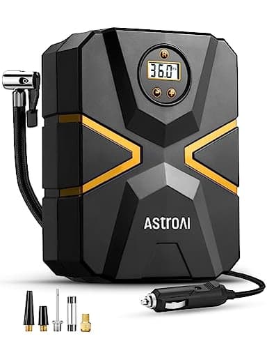 AstroAI Inflador Ruedas Coche Digital 12V, Compresor Aire Portátil 150 PSI, Compresor Aire Coche, Hinchador Ruedas Coche con Pantalla LCD y Luz LED para Coche, Bicicleta, Moto y Etc.