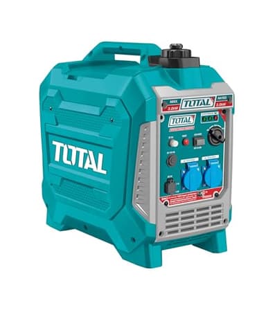 TOTAL - Generador Eléctrico a Gasolina | Insonorizado Inverter 3.3kW | Salidas USB y Toma 250V | Bajo Nivel Sonoro 64dB | Portátil 25kg, Verde, 55l x 55an cm, Plástico