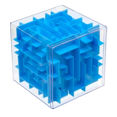 PLAYZOCO Cubo Laberinto, Puzzle Cúbico, Cubo Rompecabezas Tridimensional, Laberinto 3D en Cubo, Cubo de Desafío Espacial, Rompecabezas Laberinto 3D, Apto para niños y Adultos, 8x8x8 cm, Azul