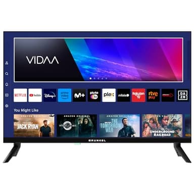 Grunkel - Televisor LED-2404VDA de 24" FHD Smart TV con Sistema Operativo VIDAA, 3 HDMI, 2 USB, Ethernet, AV, Salida Óptica, y Grabador USB-PVR
