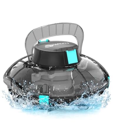 WINNY POOL CLEANER Winny 200 Limpiafondos Piscina, Inalámbrico Robot Limpiafondos Piscina, 75Min Autonomía, Piscinas Desmontables 60m², Doble Filtración, Estacionamiento Auto(Negro Transparente)
