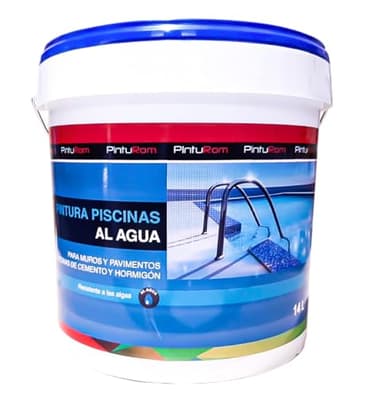 Pinturom Pintura piscina al agua acrílica para cemento y hormigón, de 8-10 m²/L. por mano, Secado en 30-60 min (Azul, 14 L.)
