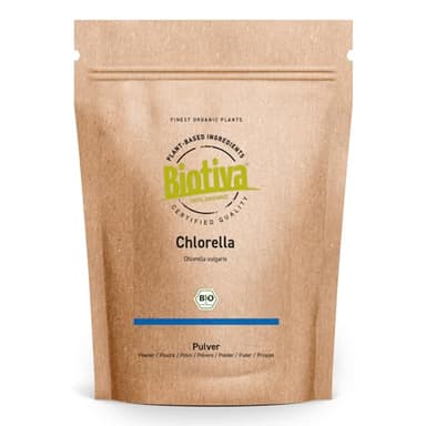 Biotiva Polvo de chlorella orgánica 500g - Chlorella vulgaris - algas - llenado y verificado en Alemania (DE-ÖKO-005)