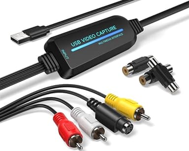 Convertidor VHS a digital, tarjeta de captura USB 2.0 de 1080p, convierte VHS, Mini DV, Hi8, DVD y VCR a digital para Mac/Windows