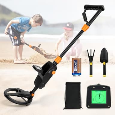 Detector de Metales Niños, Sunowl Detector de Metales para Niños con Pantalla LCD e Indicación de Sonido, Detector Metales Niños de Alta Sensibilidad con Bobina de Búsqueda para Búsqueda de Metales