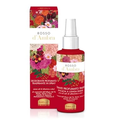 Helan, Rojo Ámbar - Desodorante en Spray de Larga Duración sin Alcohol para Mujer con Esenciales de Árbol de Té Astringentes y Menta Refrescante, Perfume para Piel Sensible con Vitamina E, 100 ml