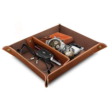 Londo Bandeja de Cuero Organizador Práctica Caja de Almacenamiento para Carteras, Relojes, Llaves, Monedas, Teléfonos Celulares y Equipos de Oficina, Unisex