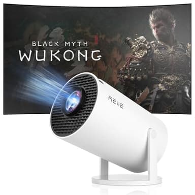 Proyector Mini Reiie 4K 1080P Full HD, Equipado con Android 11, Mini Proyector Portátil, 160ANSI 8000 Lúmenes, Proyector de Video WiFi 6 BT 5.0, Proyector de Películas Rotable 180°