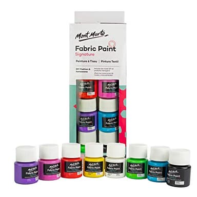 MONT MARTE Pintura para Tela - 8 piezas x 20ml - Pintura Textil - Colores ideal para Ropa, Bolsos y todas las Telas