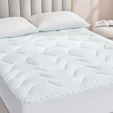EHEYCIGA Topper para Colchón Viscoelastica 90x190, Sobrecolchon Memory Foam Mattress Topper, Transpirable sobre Colchon con Extra Profundo, Blanco