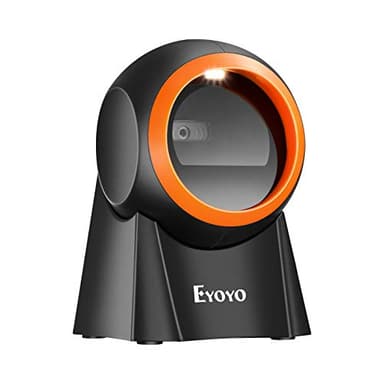 Eyoyo 1D 2D QR Escáner de código de Barras de Escritorio con Gran Ventana de escaneo, Lector de código de Barras Manos Libres Escáner con Plataforma de escaneo de Pantalla QR para almacén, PC