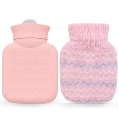 Botella de agua caliente de 320 ml con cubierta de punto, mini bolsa de agua caliente para aliviar el dolor, cintura, espalda, cuello, hombros, para mujeres, niños, los mejores regalos